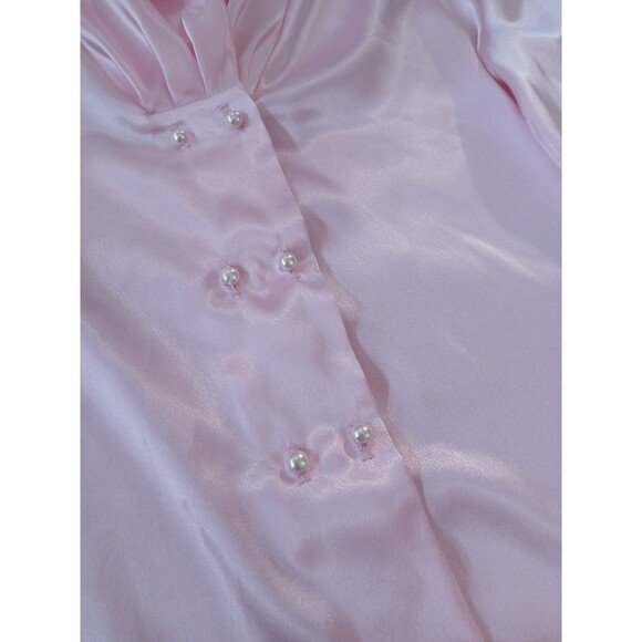 Charlotte Van Horne Vintage Silky Satin Blouse Top Womens 8 Pink Secretary - Picture 3 of 7